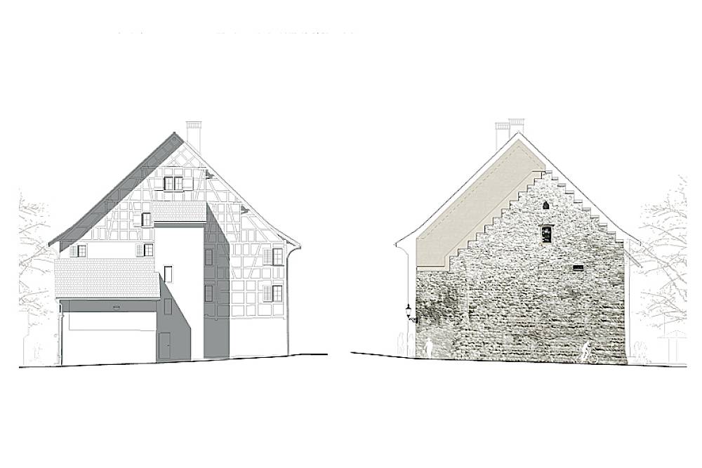 Landenberghaus, GreifenseeSüdost-, Nordwestfassade